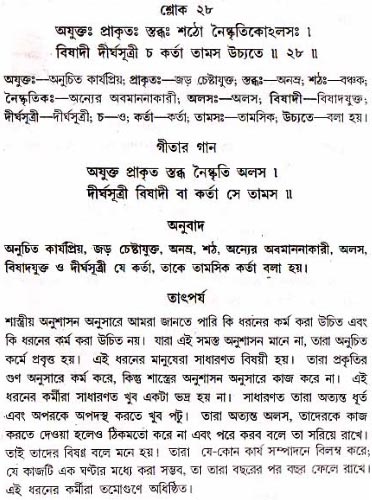 গীতা তাৎপর্য/অধ্যায়ঃ১৮-শ্লোক-২৮