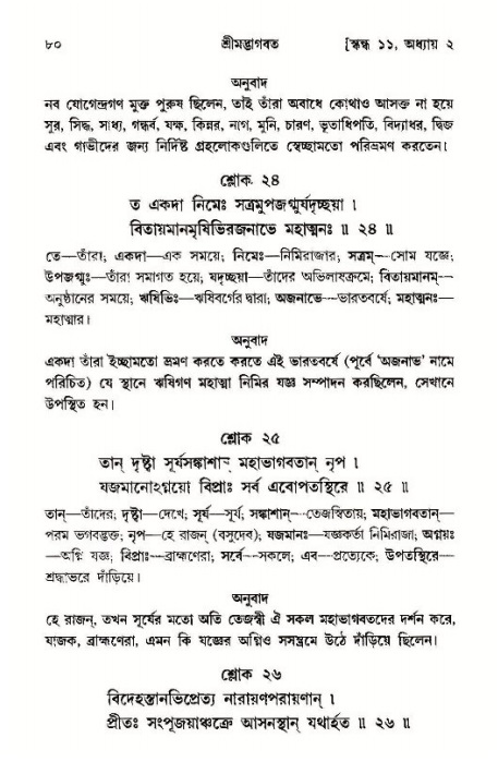  শ্রীমদ্ভাগবত, ১১শ স্কন্ধ- ১ম ভাগ, পৃষ্ঠা নং- ৮০ 
