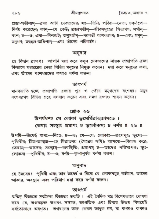 শ্রীমদ্ভাগবত, ৩য় স্কন্ধ ১ম ভাগ-পৃষ্ঠা নং- ২৮৬