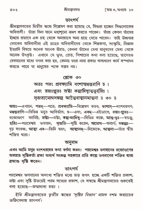 শ্রীমদ্ভাগবত, ৩য় স্কন্ধ ১ম ভাগ-পৃষ্ঠা নং- ৪০২