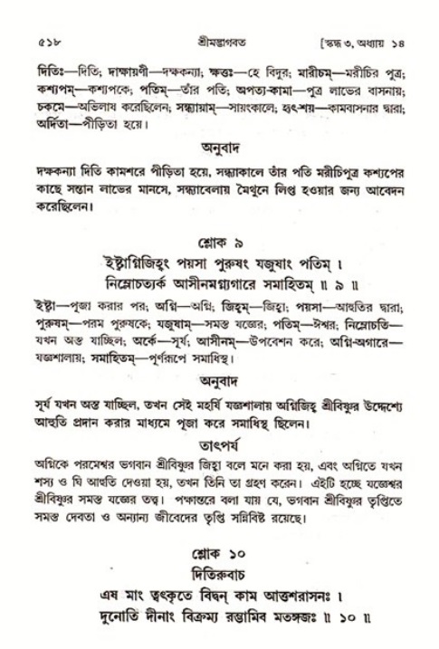 শ্রীমদ্ভাগবত, ৩য় স্কন্ধ ১ম ভাগ-পৃষ্ঠা নং- ৫১৮