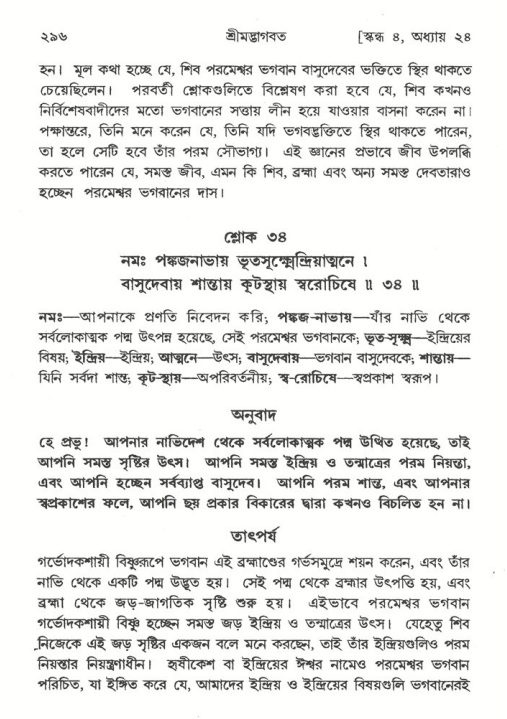 শ্রীমদ্ভাগবত, ৪র্থ স্কন্ধ- ২য় ভাগ, পৃষ্ঠা নং- ২৯৬