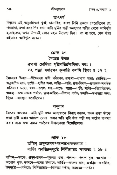 শ্রীমদ্ভাগবত, ৪র্থ স্কন্ধ, ১ম ভাগ, পৃষ্ঠা নং- ১৪ 