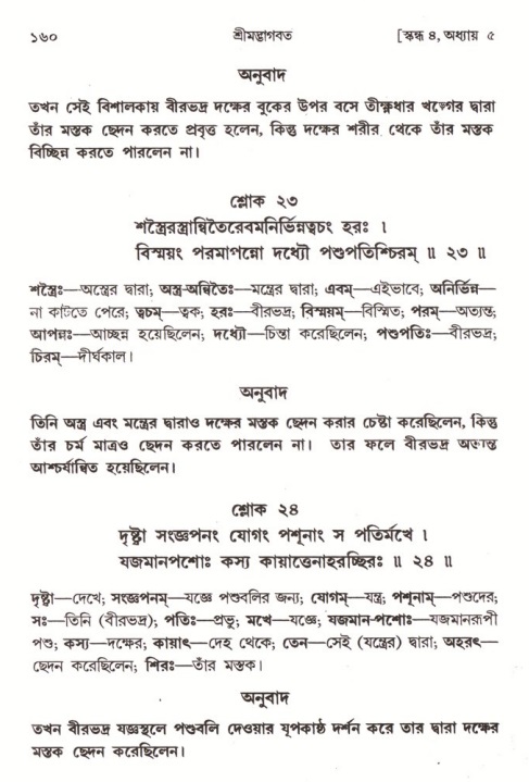  শ্রীমদ্ভাগবত, ৪র্থ স্কন্ধ- ১ম ভাগ, পৃষ্ঠা নং- ১৬০ 
