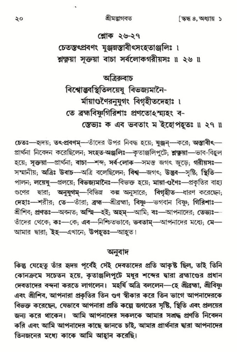 শ্রীমদ্ভাগবত, ৪র্থ স্কন্ধ- ১ম ভাগ, পৃষ্ঠা নং- ২০ 