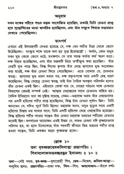 শ্রীমদ্ভাগবত, ৪র্থ স্কন্ধ- ১ম ভাগ, পৃষ্ঠা নং- ২১০