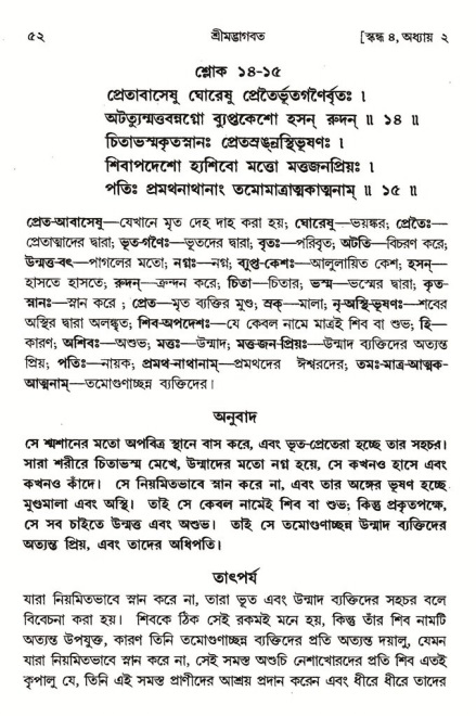  শ্রীমদ্ভাগবত, ৪র্থ স্কন্ধ- ১ম ভাগ, পৃষ্ঠা নং- ৫২ 