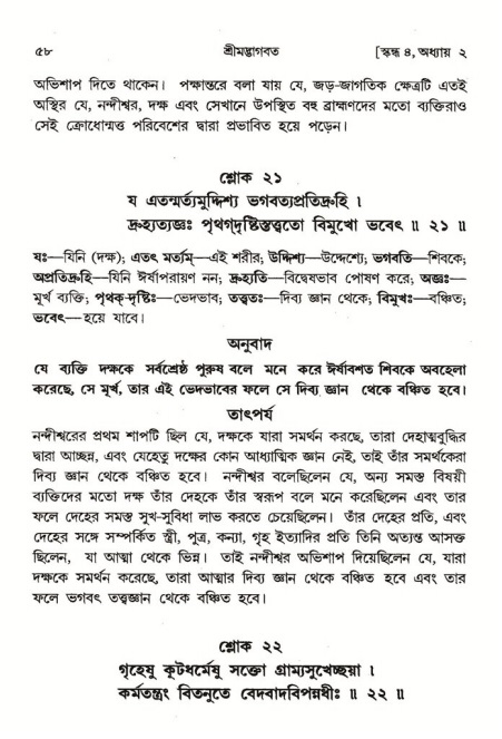  শ্রীমদ্ভাগবত, ৪র্থ স্কন্ধ- ১ম ভাগ, পৃষ্ঠা নং- ৫৮ 