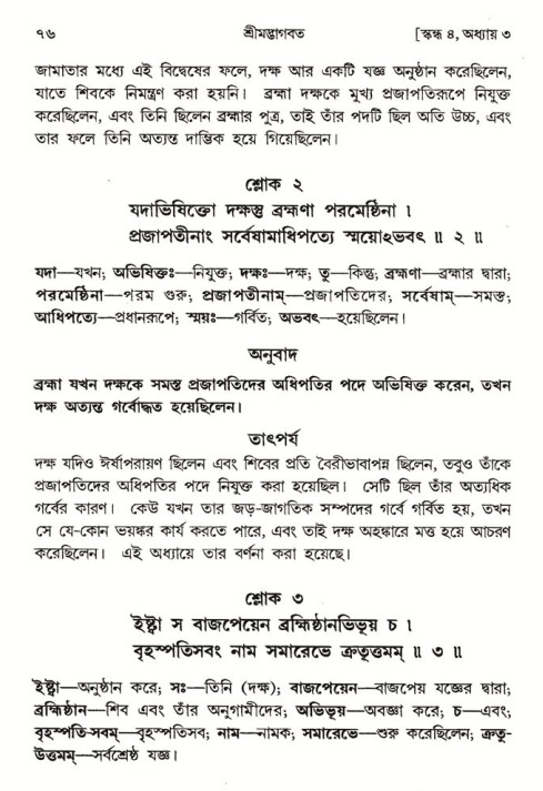  শ্রীমদ্ভাগবত, ৪র্থ স্কন্ধ- ১ম ভাগ, পৃষ্ঠা নং- ৭৬ 