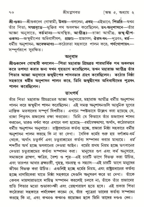  শ্রীমদ্ভাগবত, ৫ম স্কন্ধ-পৃষ্ঠা নং- ৭০ 