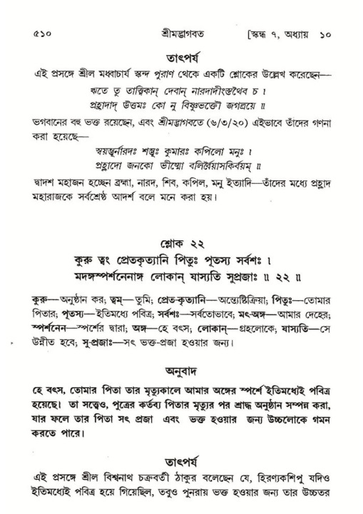 শ্রীমদ্ভাগবত, ৭ম স্কন্ধ-পৃষ্ঠা নং- ৫১০