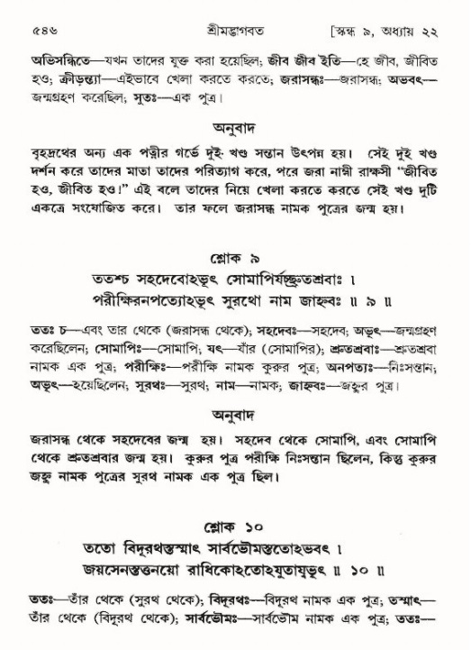 শ্রীমদ্ভাগবত, ৯ম স্কন্ধ-পৃষ্ঠা নং- ৫৪৬